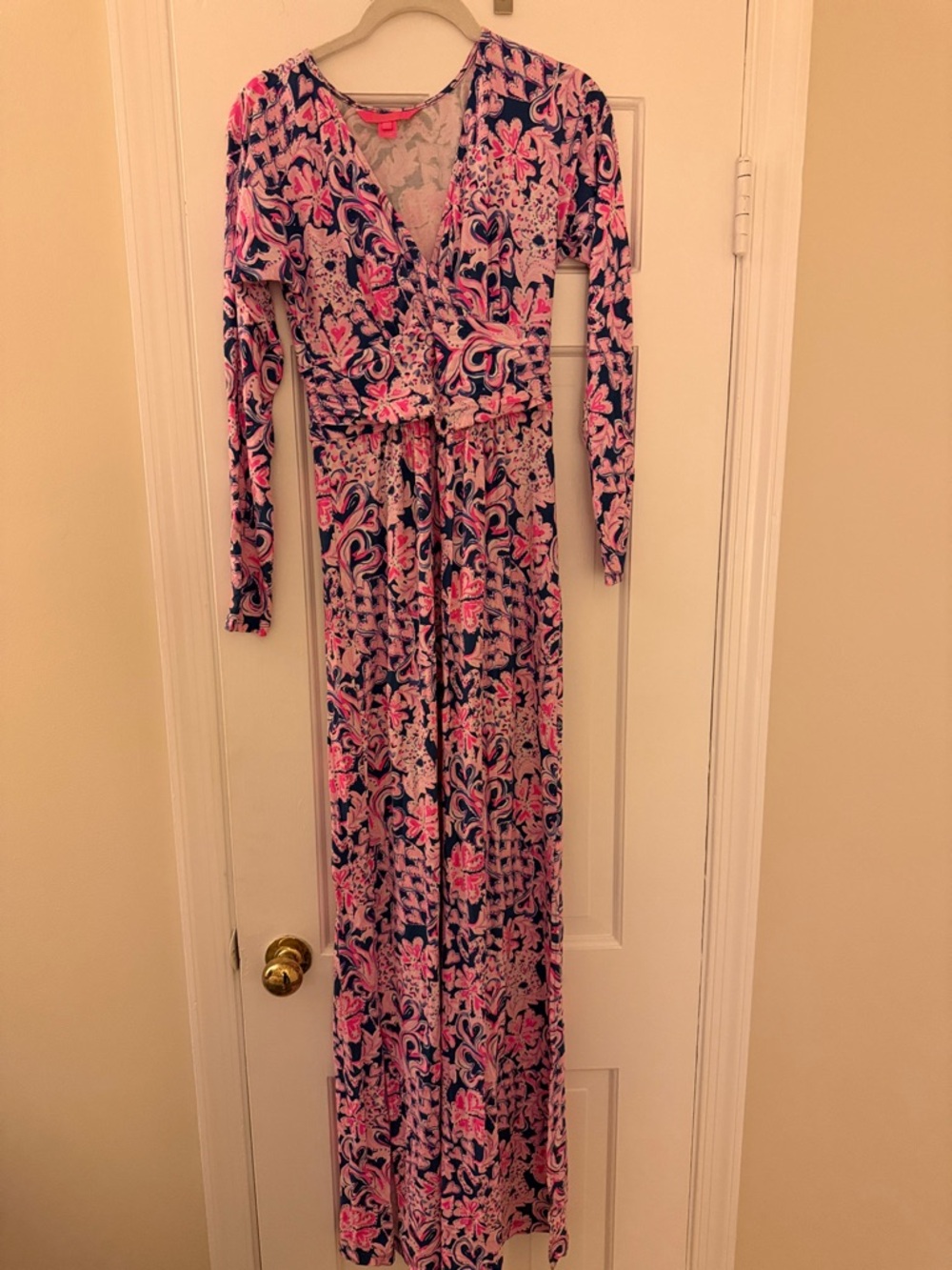 Lilly Pulitzer Long Sleeve Pink Floral Maxi Dress Size XS
